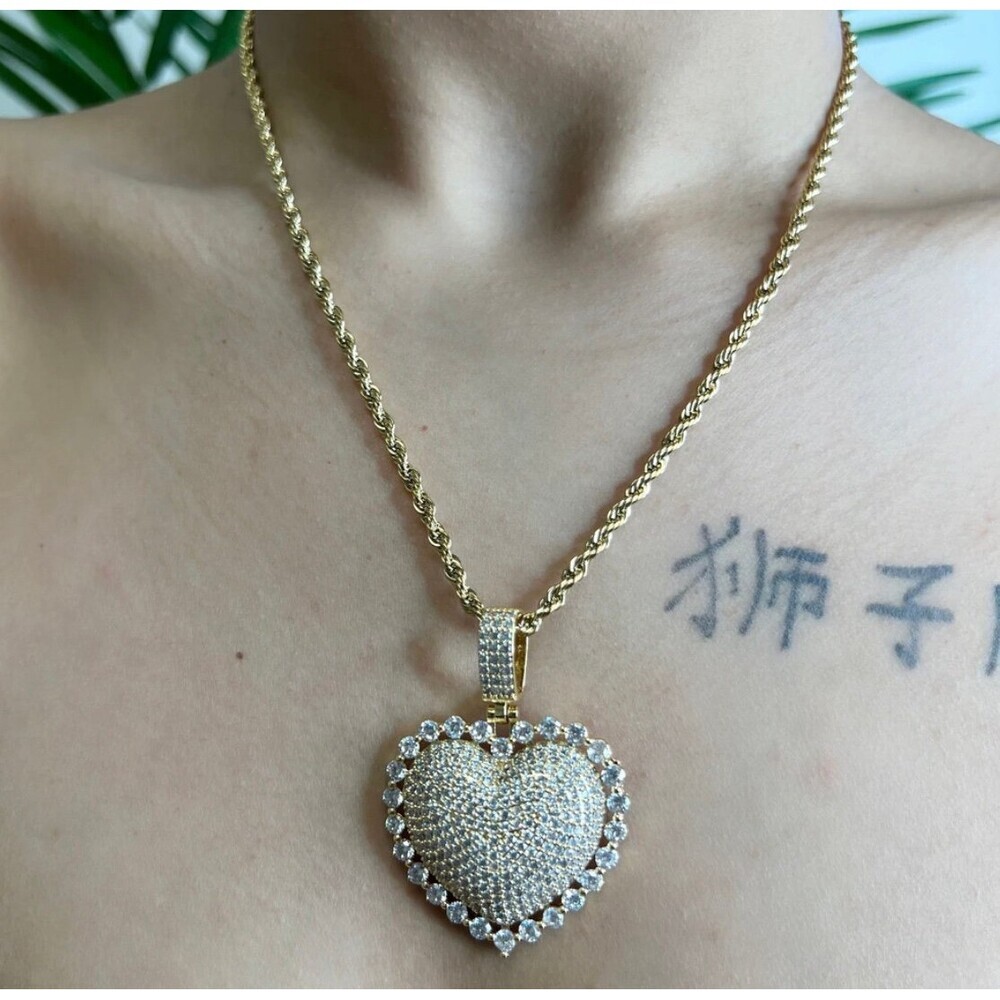 heart necklace, gold heart necklace